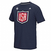 US Hockey 2016 World Cup of Hockey Primary Logo Ultimate climalite WEM T-Shirt - Navy Blue